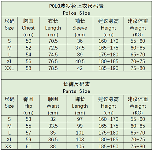 POLO kit Tamanho table