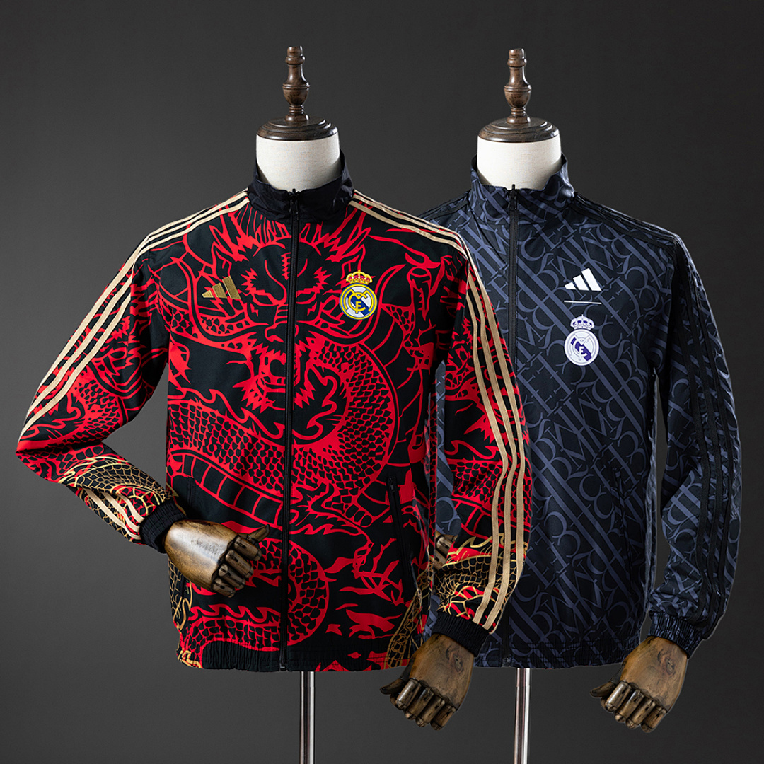 Real Madrid Reversible Jacket Windbreaker - Red & Heiss S-XXL, foto 1