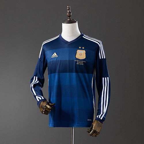 Argentina 2014 Visitante Manga longa Retrô Camisa S-XXL