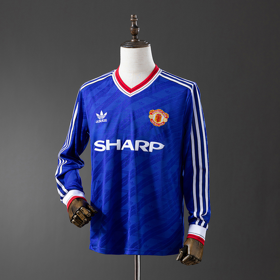 M-U 1986/88 Second Visitante Manga longa Retrô Camisa S-XXL, foto 1