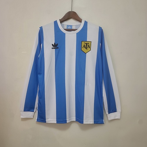 Retrô 1978 Manga longa Argentina Titular S-XXL