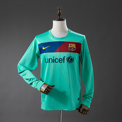 Barcelona 10/11 Visitante Manga longa Retrô Camisa S-XXL
