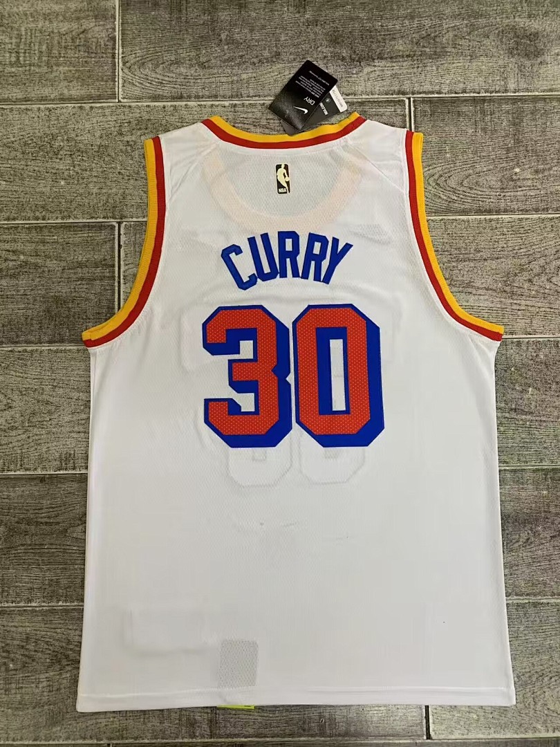 Golden State Warriors Nova Temporada Retrô #30 Stephen Curry Camisa Branca, foto 1