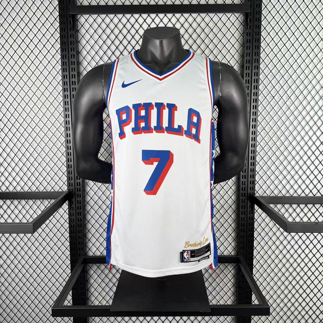 Philadelphia 76ers Casa #7 Jaylen Brown Camisa Branca, foto 2