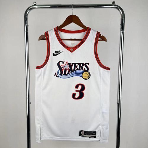 Philadelphia 76ers 25/26 Retrô #3 Allen Iverson Camisa Branca