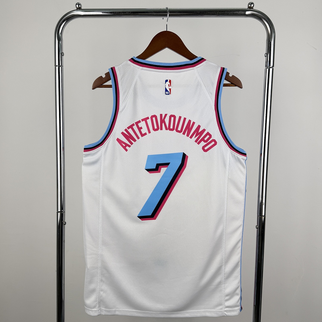 Miami Heat Gola Careca #7 Giannis Camisa Branca, foto 8