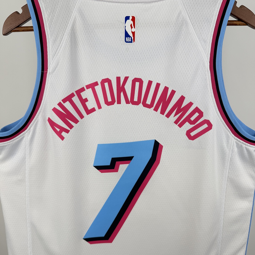 Miami Heat Gola Careca #7 Giannis Camisa Branca, foto 2