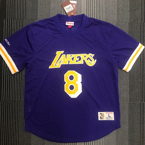 Mitchellness 湖人队 紫色 8号 科比 复古网眼短袖
