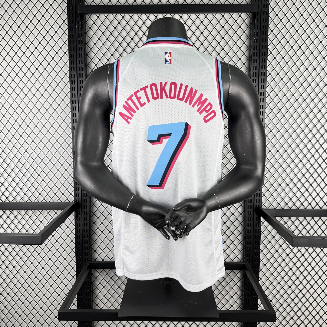 Miami Heat Gola Careca #7 Giannis Camisa Branca, foto 7