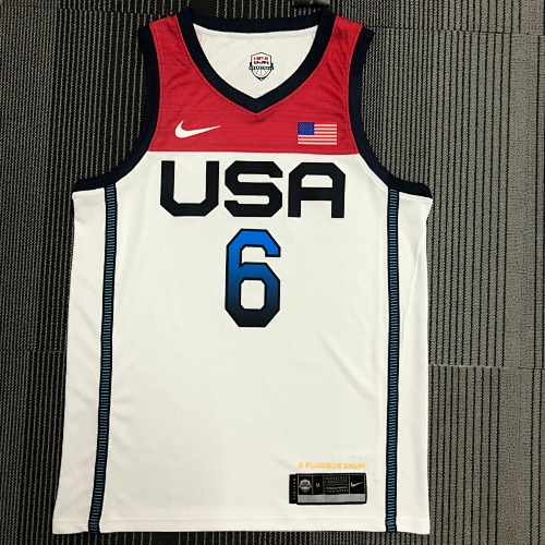 2021年奥运会 USA 美国队 白色 6号 利拉德