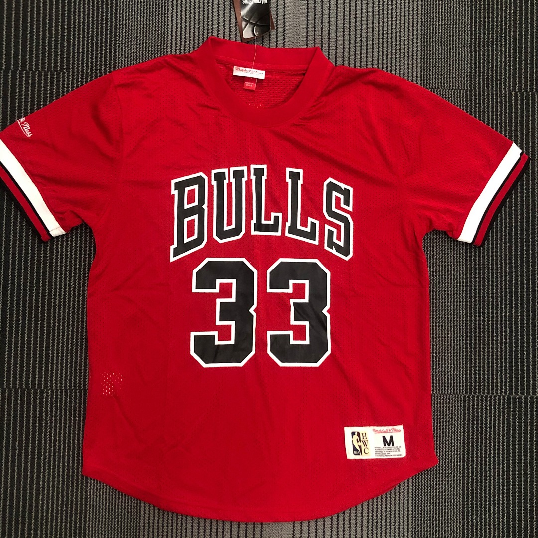 Mitchellness 公牛队 红色 33号 皮蓬 复古网眼短袖, foto 14