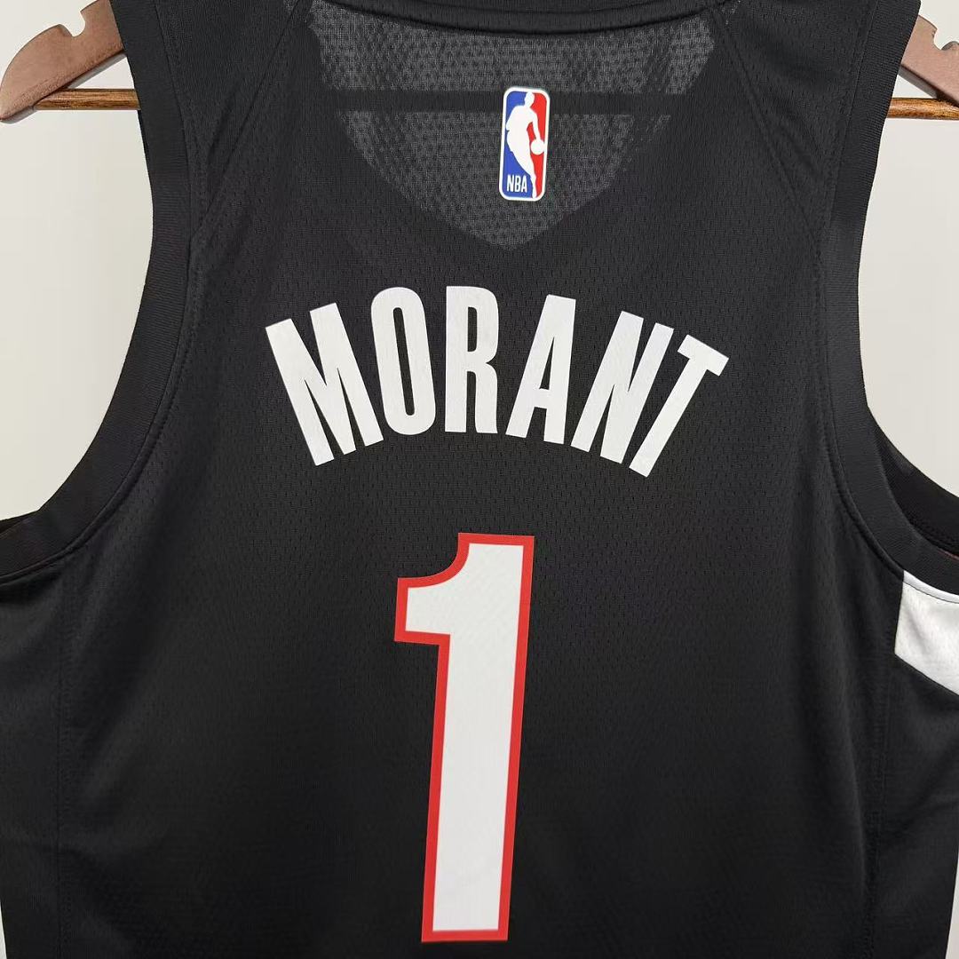 Portland Trail Blazers 25/26 #1 Ja Morant Camisa Preta, foto 4