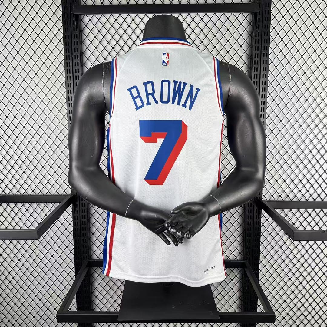 Philadelphia 76ers Casa #7 Jaylen Brown Camisa Branca, foto 1