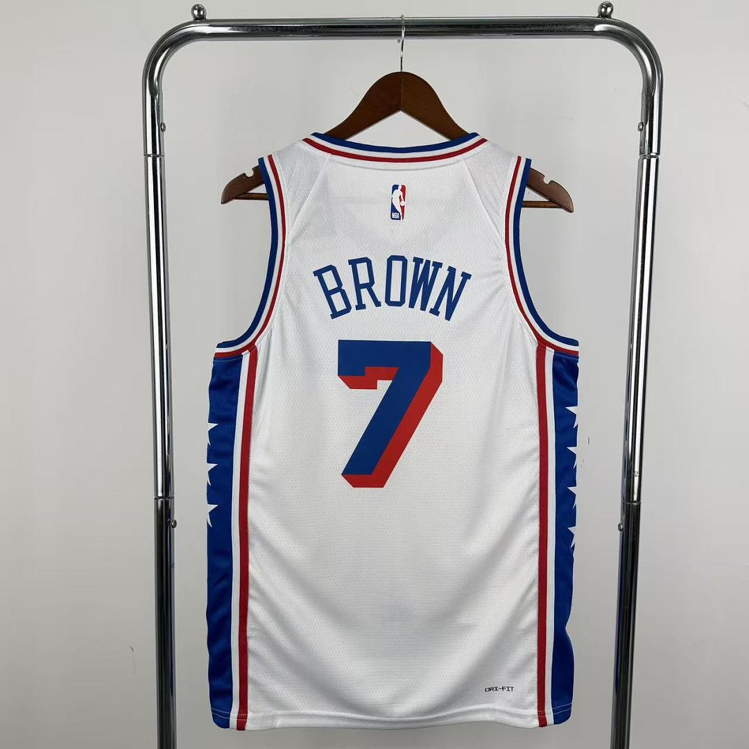 Philadelphia 76ers Casa #7 Jaylen Brown Camisa Branca, foto 9